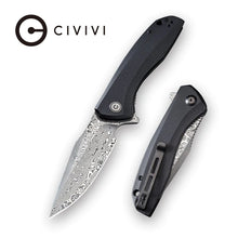 Load image into Gallery viewer, CIVIVI Baklash - Flipper Liner Lock Knife Black G-10 (3.5&quot; Damascus)