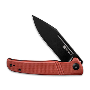 SENCUT Brazoria - Flipper Knife Burgundy G10 Handle (3.46" Black Stonewashed D2 Blade)