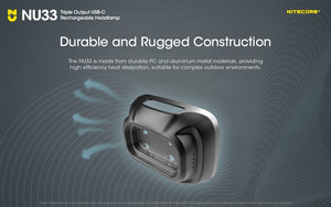 NITECORE NU33 - 700 Lumen Triple Output USB-C Rechargeable Headlamp